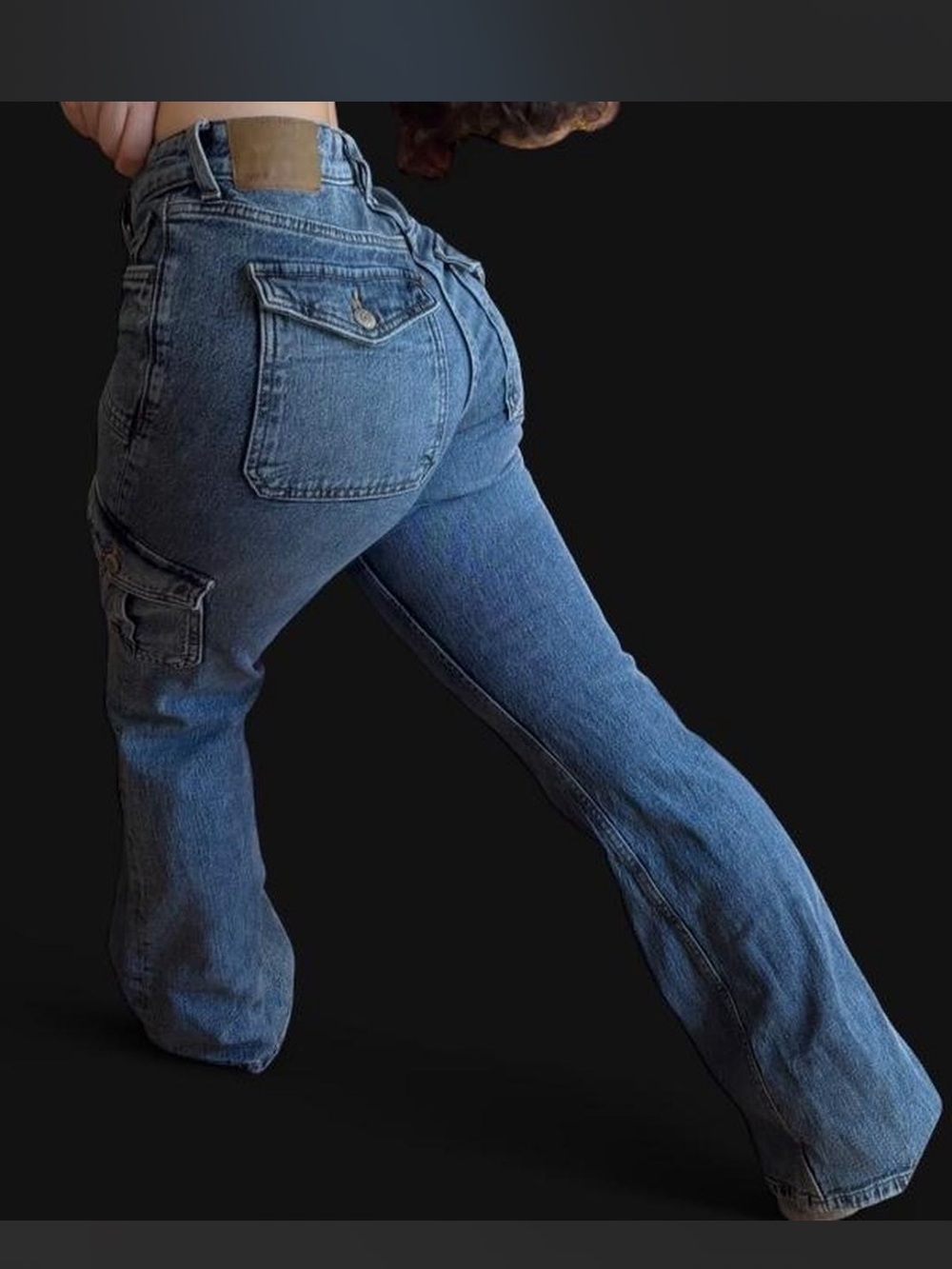 Aéropostale Mid Rise Flare Cargo Flap Back Pocket Jeans
